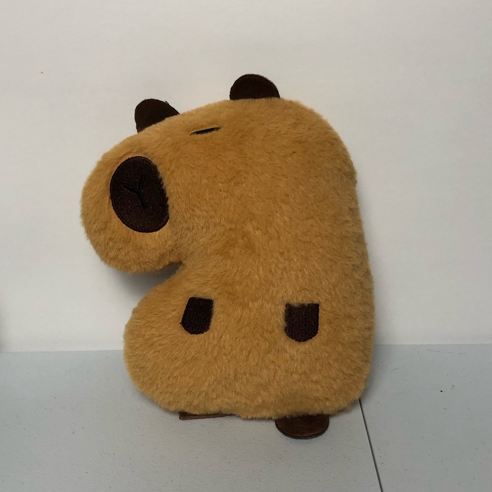 Plush Capybara Accent Pillow - Mustard Brown